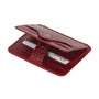 Red Croc Flat Compact Credit Card Wallet With 2 ID Windows, 6CC
