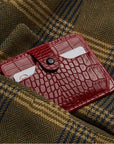 Red Croc Flat Compact Credit Card Wallet With 2 ID Windows, 6CC, lifestyle