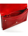 Small leather A4 portfolio case, red croc, inside