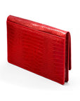 Small leather A4 portfolio case, red croc, back