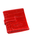 Mini leather trifold photo frame, red croc, 60 x 40mm, back