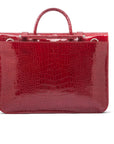 Leather music bag, red croc, back