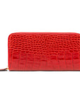 Tall leather zip around accordion purse, red croc