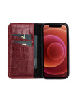 Red Croc With Black Leather iPhone 12 Mini Wallet Case
