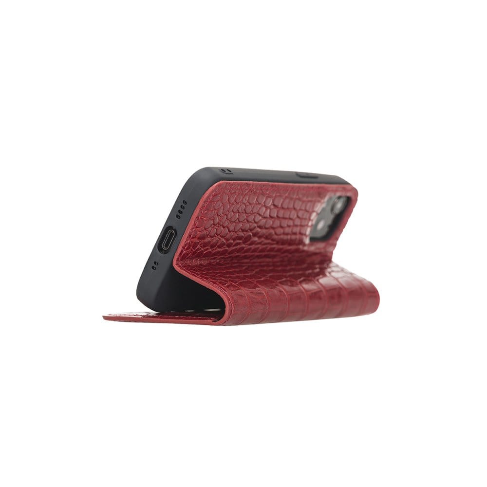 Red Croc With Black Leather iPhone 12 Pro Max Wallet Case