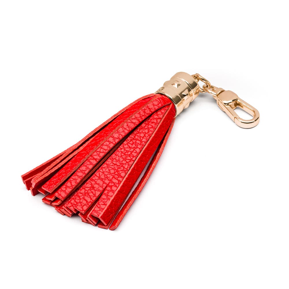 Decorative leather tassel, red