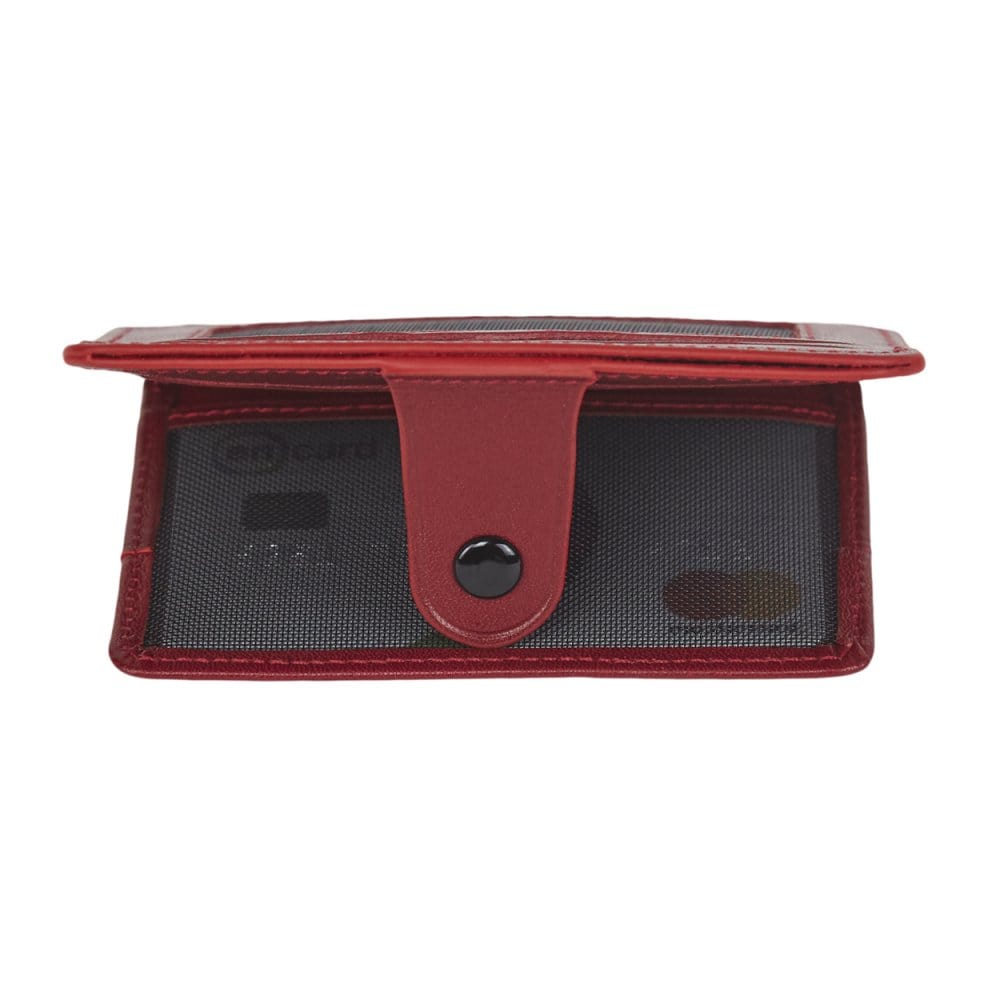 Red Flat Compact Credit Card Wallet With 2 ID Windows, 6CC