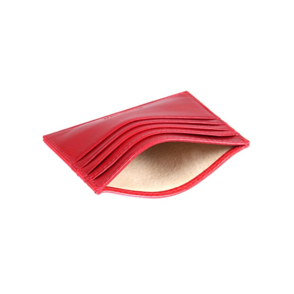 Red Flat Leather 8 Credit Card Wallet