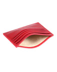 Red Flat Leather 8 Credit Card Wallet