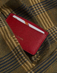 Red Saffiano Flat Credit Card Case With RFID Blocking Lining