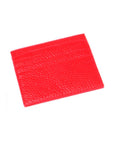 Flat leather 8 credit card wallet, red pebble grain, front