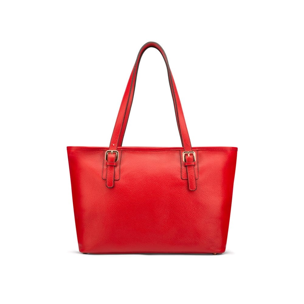 Women's leather 13" laptop workbag, red, front