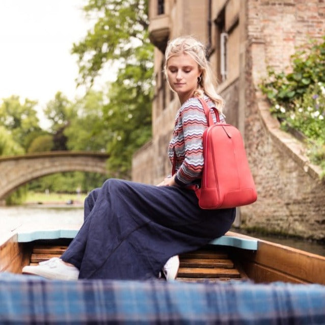 Ladies Leather Backpack Red - Main Image