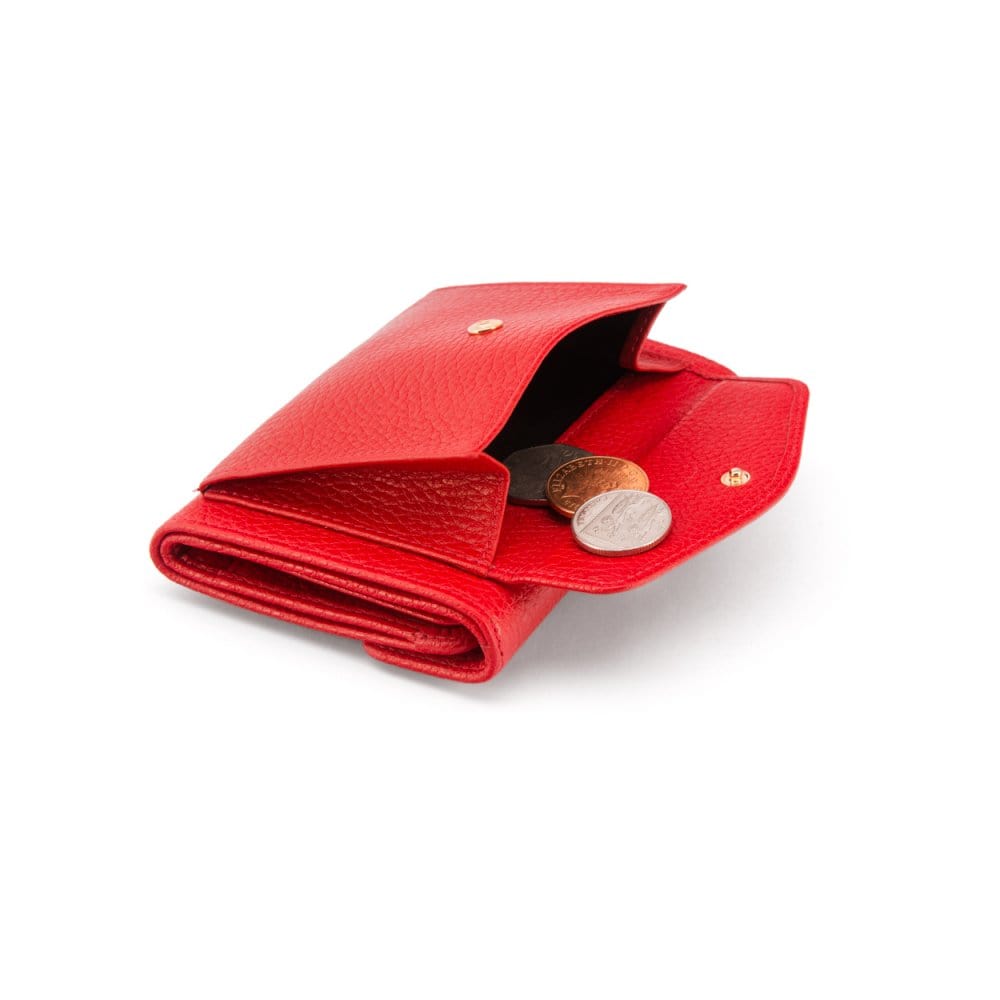 Large leather purse with 15 CC, red, back