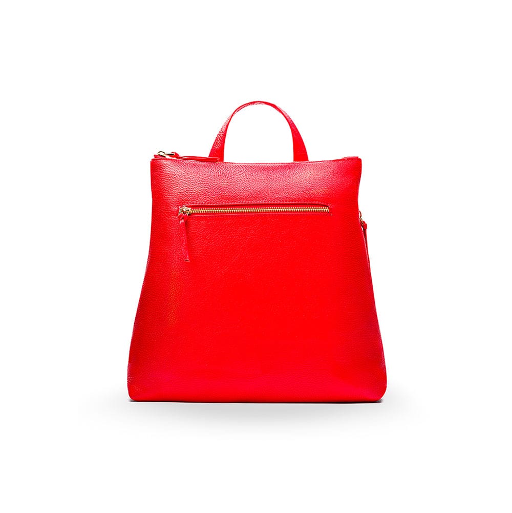 Leather 13" laptop backpack, red, front view