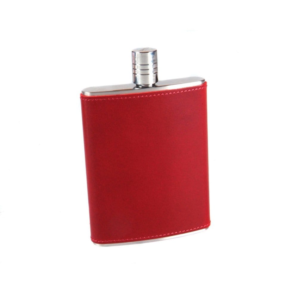 Red Leather 5oz Hip Flask