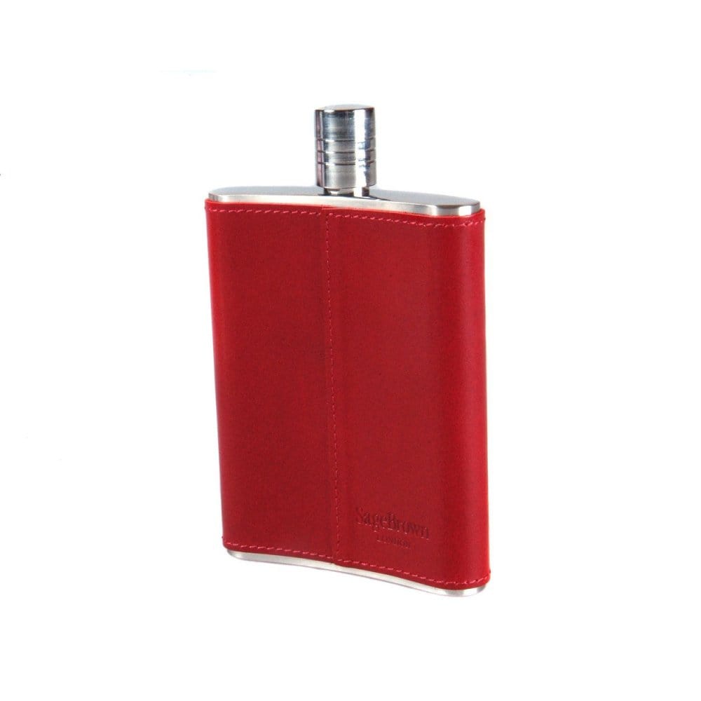 Red Leather 5oz Hip Flask
