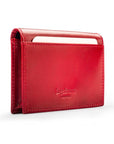 Leather business card envelope, red, back