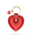 Leather heart shaped key ring, red, front