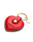 Leather heart shaped key ring, red, back