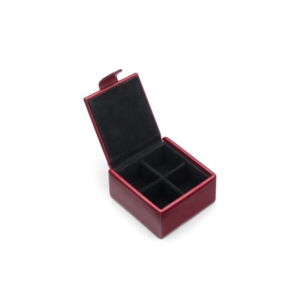 Leather jewellery box, red, inside