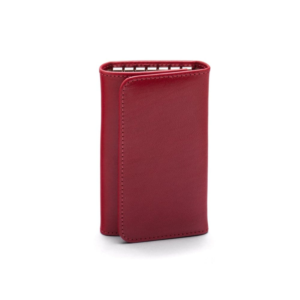 Key wallet with detachable key fob, red, front