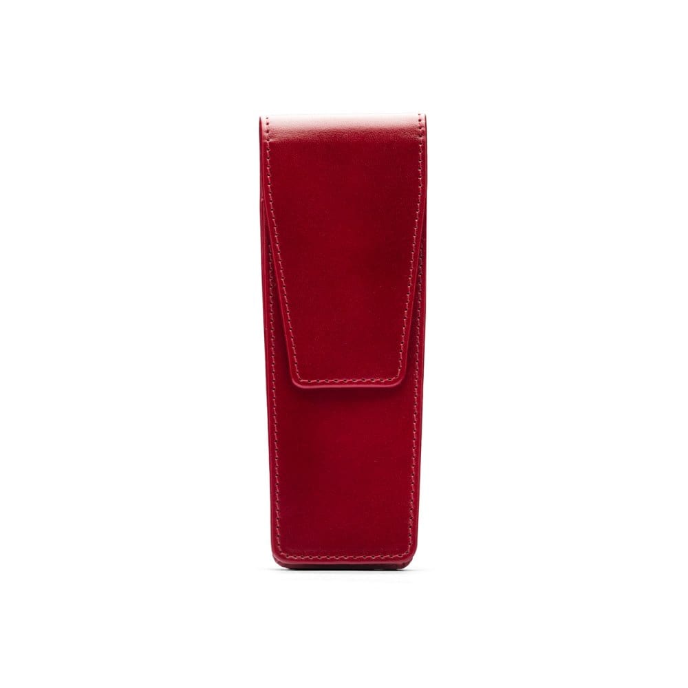 Leather pen case, red, front