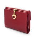 Leather purse with brass clasp, red, front view