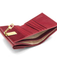 Leather purse with brass clasp, red, inside