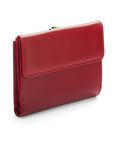 Leather purse with brass clasp, red, back