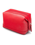 Leather wash bag, red, side view
