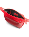 Leather wash bag, red, inside view