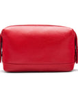 Leather wash bag, red, front view