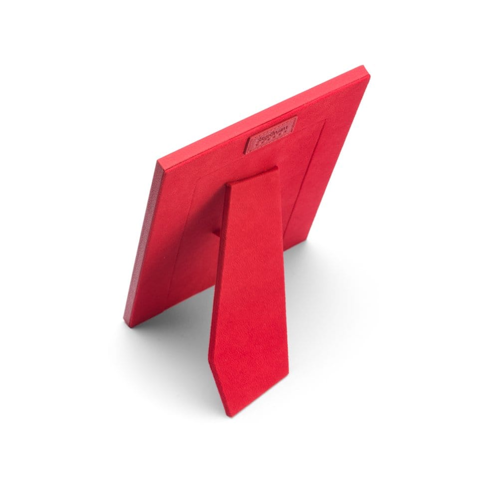 Leather photo frame, red, 8x6", back