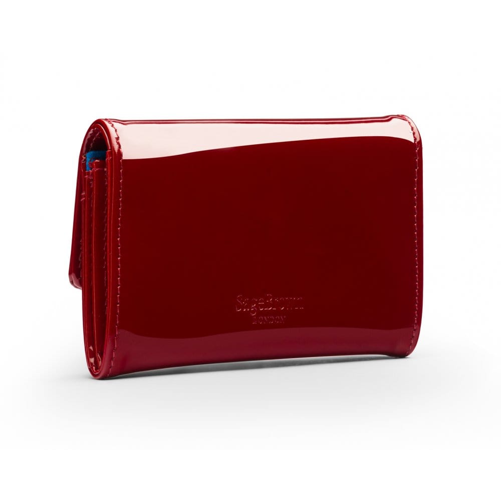 Small leather concertina purse, red patent, back
