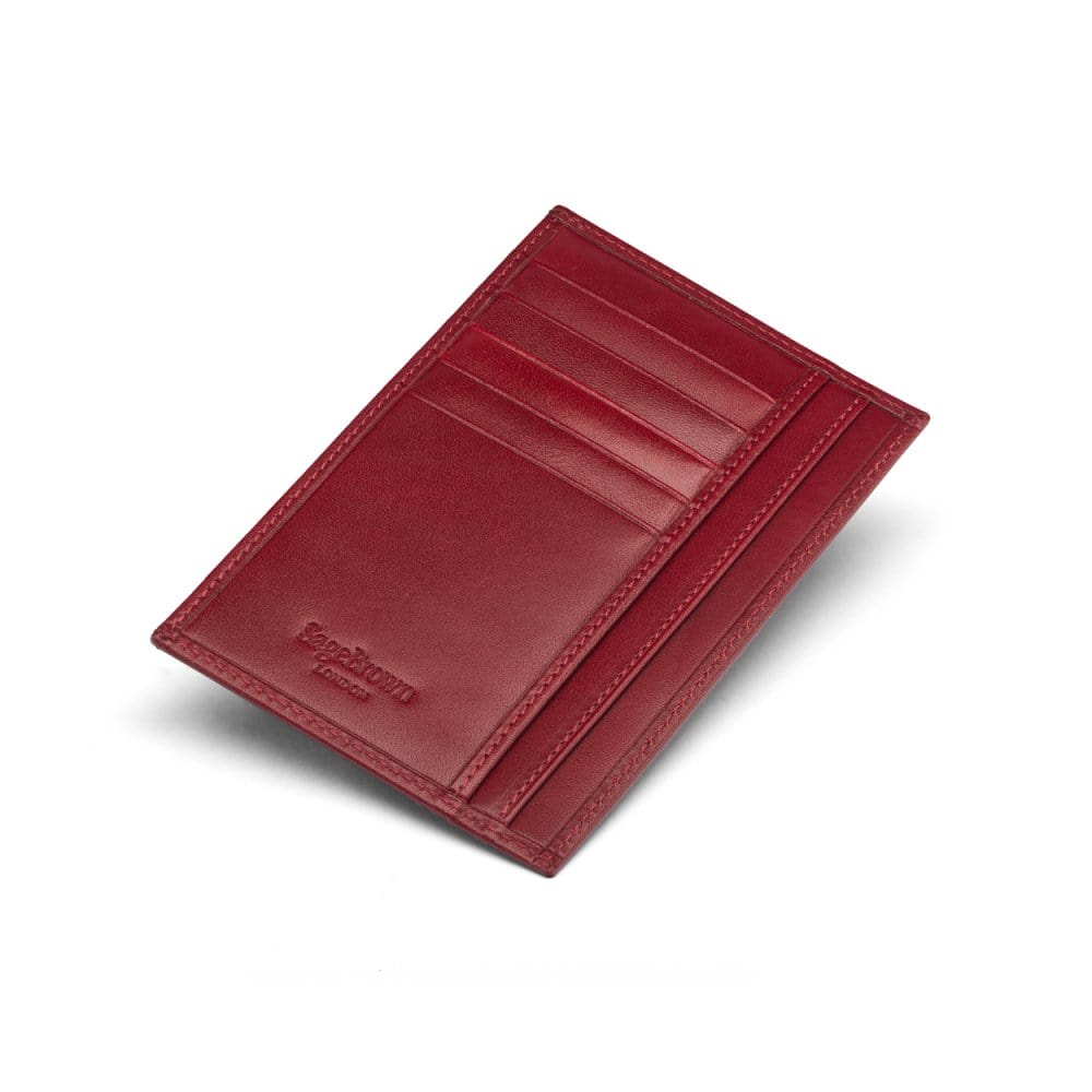 Red Slim Flat Leather Pocket Jotter Card Wallet