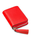 Leather Zip Around Accordion Coin Purse - Red