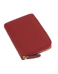 Small leather zip around coin purse, red, front