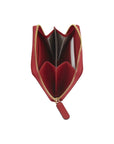 Small leather zip around coin purse, red, inside