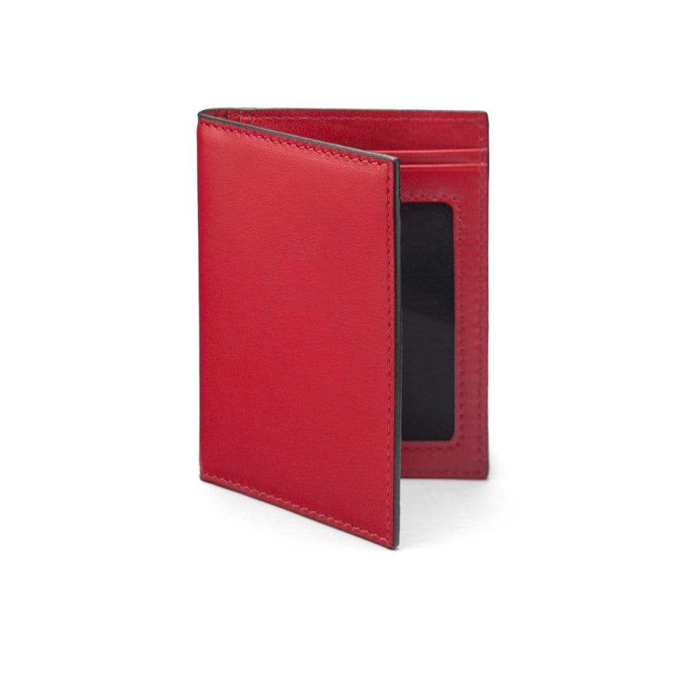 Red Bi-Fold Soft Leather Credit Card Case with RFID Protection