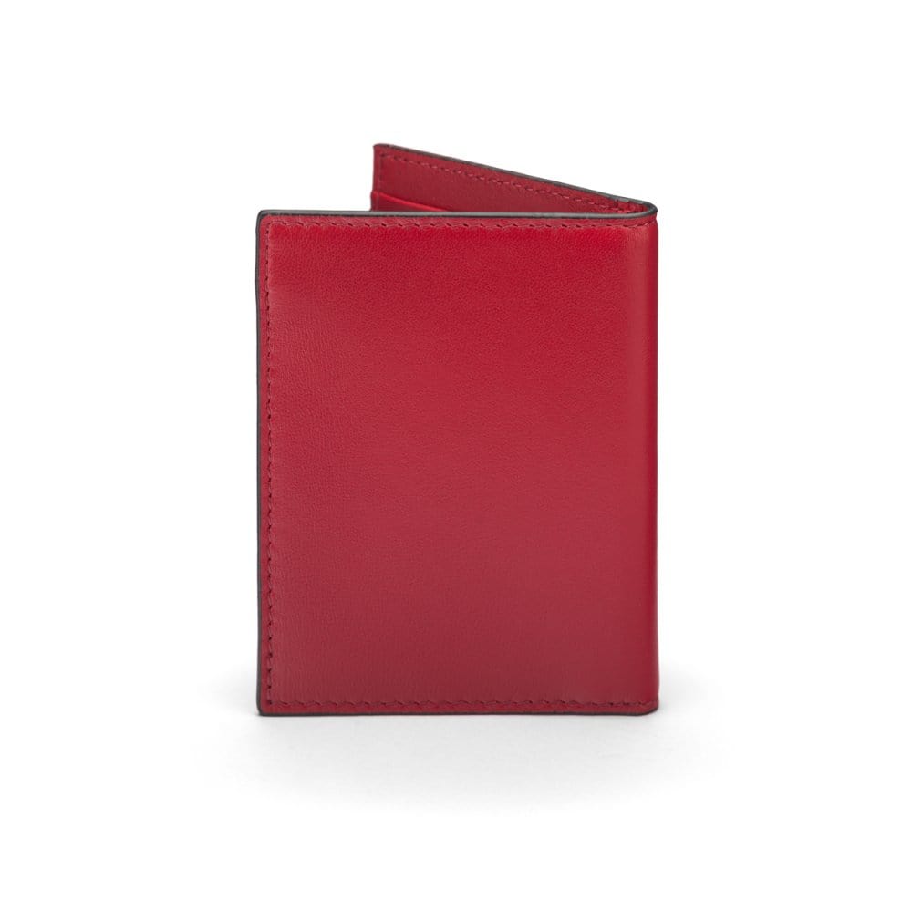 Red Bi-Fold Soft Leather Credit Card Case with RFID Protection