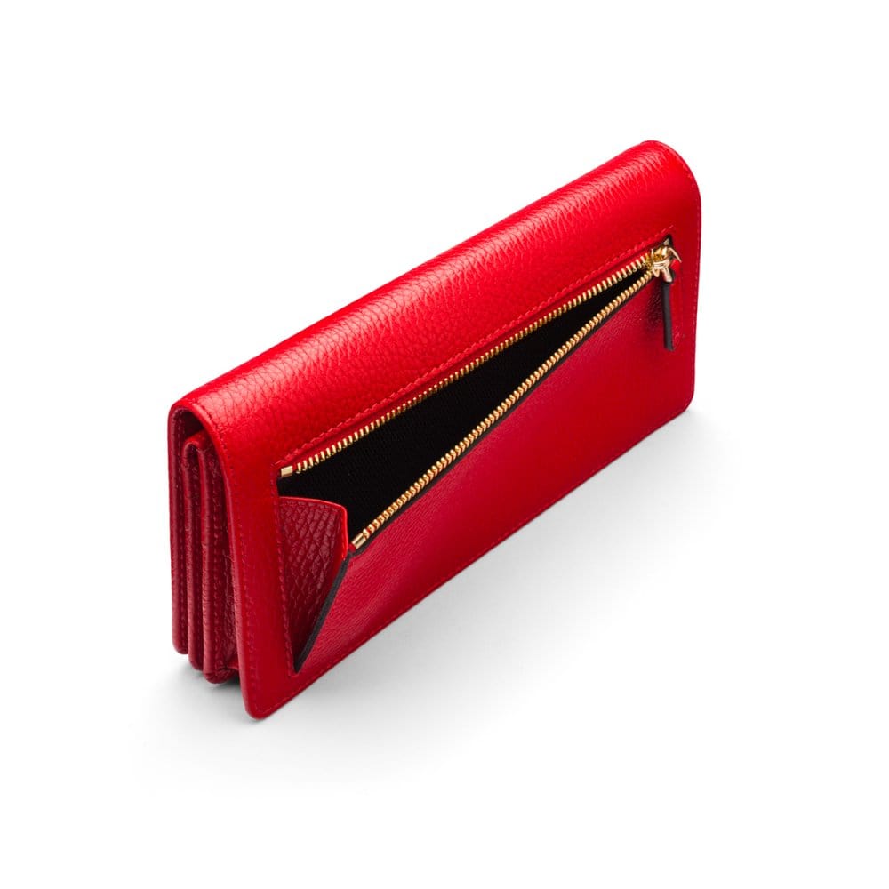 Tall leather Trinity purse, red, coin purse