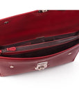 Red Vintage Leather Wall Street Briefcase With Silver Brass Lock