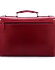 Red Vintage Leather Wall Street Briefcase With Silver Brass Lock
