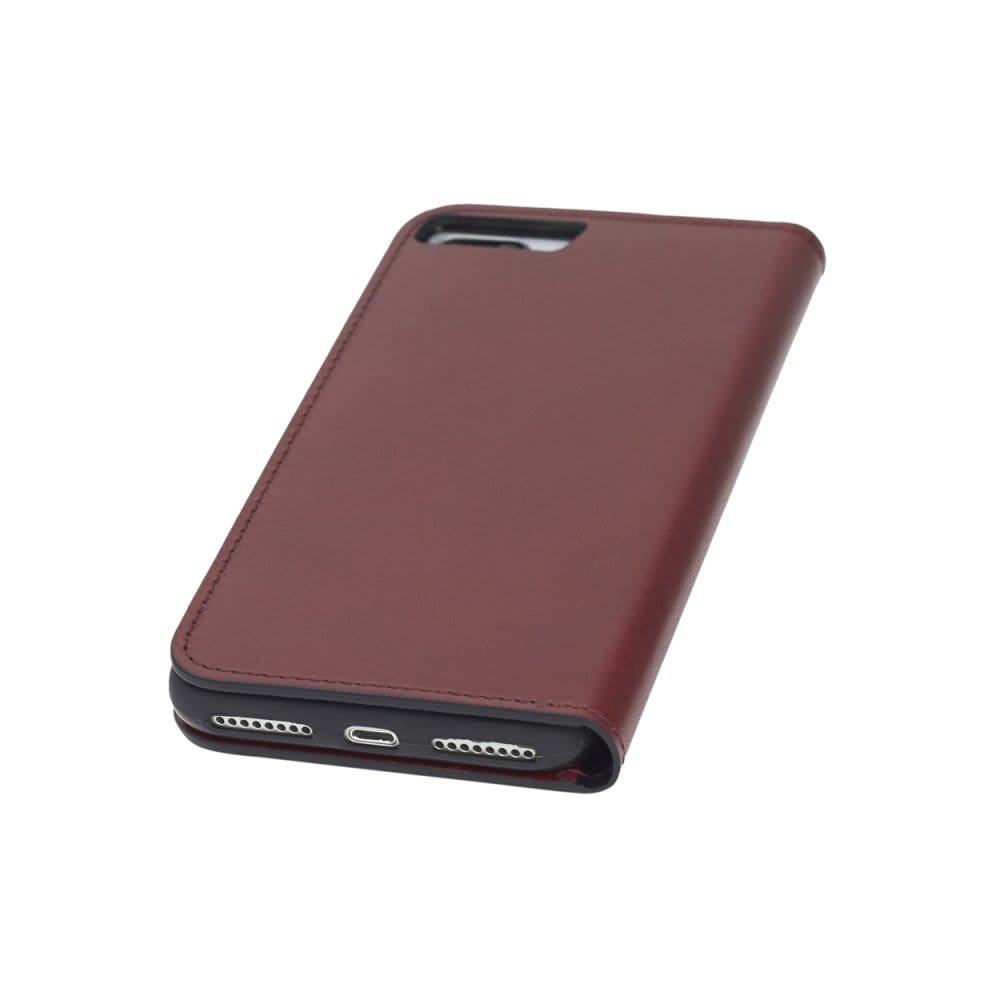 Leather iPhone 7 Plus and 8  Plus wallet case, red, base
