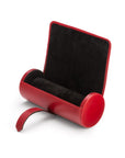 Large leather watch roll, red, inside