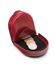 Leather horseshoe coin purse, red, open