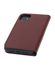 Leather iPhone 11 wallet case, red, reverse