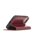 Leather iPhone 12 Mini Wallet Case - Red With Black