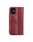 Leather iPhone 12 Mini Wallet Case - Red With Black